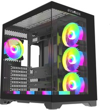 Strong Syrax 7x 120 mm Fanlı Rgb LED Buton Kontrol 600W 80+ Atx Akvaryum Siyah Gaming Bilgisayar Kasası