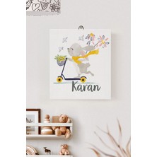 Lilabio Isme Özel Çocuk Odası Kanvas Tablo Tavşan (17X21 Cm)