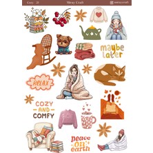 Miray Craft 1 Adet Sıcak ve Huzurlu Anlar Temalı STICKER(12X17 Cm)Scrapbook, Bullet Journal, Planlayıcı Için