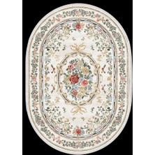 Alpina Home Lavin Oval Fransız Desen Yıkanabilir Dokuma Taban Salon Mutfak Balkon Oturma Odası Kilimi