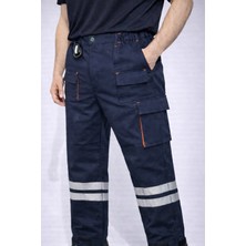 Turuncu Detaylı Lacivert Iş Pantolonu