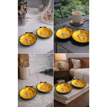 Shellora El Yapımı Yeşil Beton Takı Tabağı 2'li Set- Deniz Kabuğu Formlu Dekoratif Tabak (11–12 Cm)