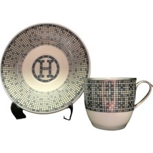 Konyax Honey Gri Porselen 6 Kişilik 12 Parça Türk Kahve Takımı