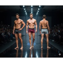 Berrak 4476 Modal Gri-Füme-Bordo Erkek Boxer 3'lü Paket