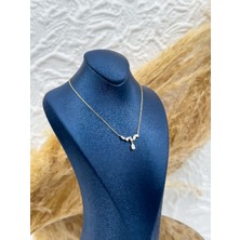 Livora Jewelry 925 Ayar Gümüş Gold Kaplama Damla Taşlı Kolye – Kadın Takı