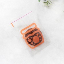 Bimotif Turuncu Renkli Kavanoz Baskılı Bantlı Şeffaf Poşet  10X15 cm (100 Adet)