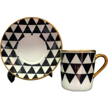Konyax Trigon 4 Parça 2 Kişilik Porselen Türk Kahvesi Fincan Takımı