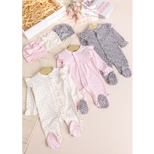Babymod Pembe Üçlü 100% Pamuk Şapkalı Kız Bebek Tulum Yumuşak Dokulu Günlük Kullanım İçin