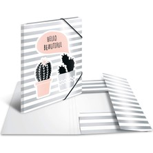 Braventa Collection Herma Lastikli Dosya A4 Boyutunda Yaldızlı Kaktüs Resimli