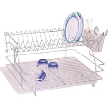 Hepta Collection Metal Iki Katli Paslanmaz Krom Bulasiklik Tezgah Ustu Bulasik Kurutma Sepeti