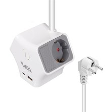 Vea VE-G903YC 3'lü Usb+ Type-C Girişli Anahtarlı 1.5 Metre Grup Priz