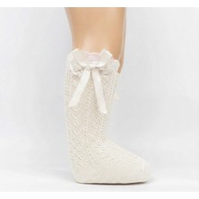 Bebeva Baby Kız Bebek Fiyonk Detaylı Pamuklu Ajurlu Premium Dizaltı Katamino Golf Çorap