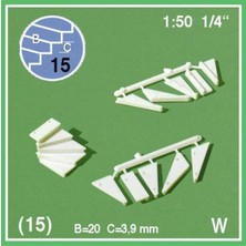 Schulcz 853122 1/50 Ölçek, 90° Sola Dönen Basamak-Beyaz-15 Adet