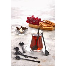 Hype Store Özel Tasarım 6' Lı Siyah Lüks Çay Kaşığı Seti Takımı