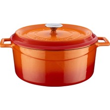 Hype Store Döküm Yuvarlak Tencere, Trendy, 28 Cm, 6.71 L Hacim, Turuncu