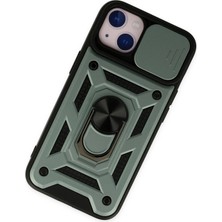 Olinea Newface Iphone 14 Kılıf Pars Lens Yüzüklü Silikon - Yeşil