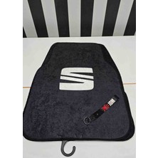 Şimika Seat Siyah Kaymaz Taban Dekoratif Oto Halı Paspas Üniversal Yıkanabilir Her Araca Uyumlu (Kancalı Kumaş Anahtarlık Hediyeli)