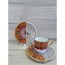 Konyax Türk Kahve Seti 6 Kişilik Çift Desenli Wınston