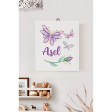 Lilabio Isme Özel Çocuk Odası Kanvas Tablo Çiçek (17X21 Cm)