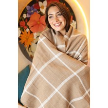Remsa Kare Desenli Atkı Omuz Şalı 70X180 cm 1210 BEJ02