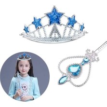 Kaia Life Karlar Ülkesi Elsa Yıldız Mavi Taç ve Asa Seti