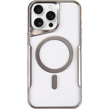 iPhone 15 Pro Kılıf Boyi Magsafe Silikon Kapak - GÜMÜŞ-(5796) - EMTHBA6746-9880