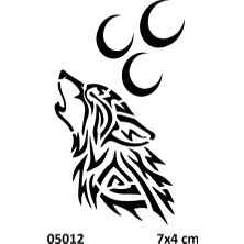 Airbrush Tattoo Üç Hilal Bozkurt Yapışkanlı Stencil Süsleme ve Boyama Kalıbı