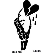 Airbrush Tattoo Iskelet ve Kırık Kalp Yapışkanlı Stencil Süsleme ve Boyama Kalıbı