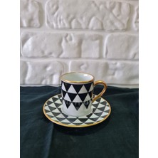 Konyax Trigon Porselen 6 Kişilik 12 Parça Türk Kahve Takımı