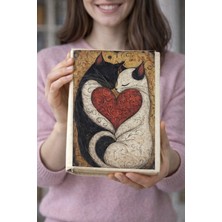 hg home&game Kedi ve Sevgili Temalı Bez Kitap Kılıfı – Baskılı Kumaş Kitap Kabı, Kitap Koruyucu Model 10