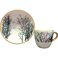 Konyax Grigio 4 Parça 2 Kişilik Porselen Türk Kahvesi Fincan Takımı