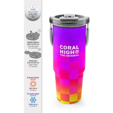 Coral High Kids Neon Renkli Dama Desenli Pipetli ve Direkt Içim Çelik Termos 900 ml 38729