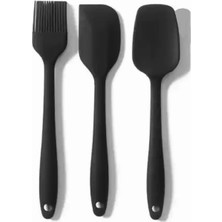 Hype Store Siyah Silikon Mutfak Aletleri Seti, 2 Spatula ve 1 Fırça, 3 Parça