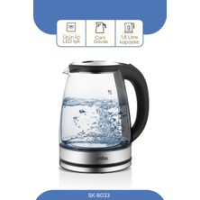 Go İthalat Cam Kettle Su Isıtıcısı 1.8lt Gizli Rezidans 360° Dönebilme Özellik 1850-2200W SK-8029 (784)