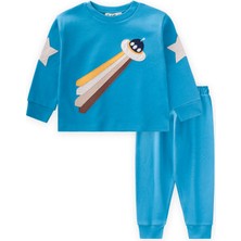 Cigit Uzay Aracı Aplikeli Pijama Takım 2-8 Yaş Mavi