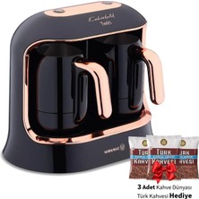 Korkmaz Çift Hazneli Siyah Rose Gold Geniş Kapasiteli Makine Siyah/rosegold Kahvekolik Deluxe Twin