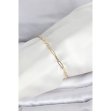 Pazarcan cm 14K Gold Renk Ataç Zincir Model Kadın Bileklik