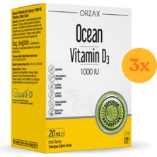 Ocean Vitamin D3 1000 Iu 20 ml Sprey - 3 Adet (60 Ml) - Dezenfektan Hediyeli (%72 Alkol)