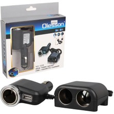 Olesson 1526 12-24V Tek USB Girişli 120W 80 cm Kablolu 3'lü Araç Çakmak Çoklayıcı