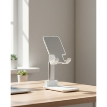 Ucuz Tekno Ayarlanabilir Ergonomik Katlanabilir Masaüstü Telefon Tutucu Beyaz