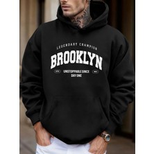 Brooklyn Unstoppable Since Day One Baskılı Sokak Modası Kapüşonlu Üst Erkek Günlük Polar Tişö