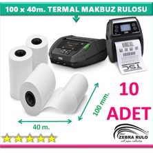 Zebra Rulo 100X40M. 10 Adet Termal Rulo 110*40  Tsc Alpha-4l Mobil Barkod Yazıcı Rulosu
