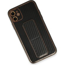 Starseven Newface Iphone 12 Kılıf Coco Karbon Standlı Kapak - Siyah