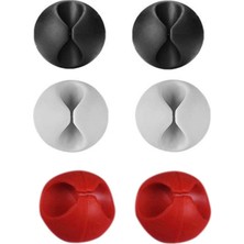 Katre46 Yapışkanlı Kablo Sabitleyici Düzenleyici 6'lı Paket (2 Beyaz-2 Kırmızı-2 Siyah)