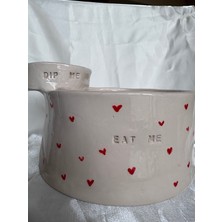 Arken Seramik El Yapımı Kendinden Sosluklu Seramik Atıştırmalık Tabak