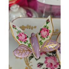 Manushum Kelebek Porselen Aksesuar-Lila 1 Adet