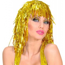 NW NessiWorld Altın Sarısı Işıltılı Metalize Parti Peruğu