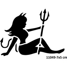 Airbrush Tattoo Şeytan Kız Stencil Süsleme ve Boyama Kalıbı