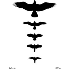 Airbrush Tattoo Sıralı Kuşlar Yapışkanlı Stencil Süsleme ve Boyama Kalıbı