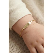 Fiyonk Kuyumculuk 14 Ayar Altın Doch Zincirli Oval Plaka Bebek Çocuk Künyesi